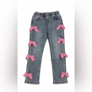 Lola and the Boys Cutie pink and rhinestone bow jeans